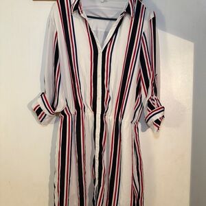 Express Multicolor Striped Long Sleeve Tunic Dress